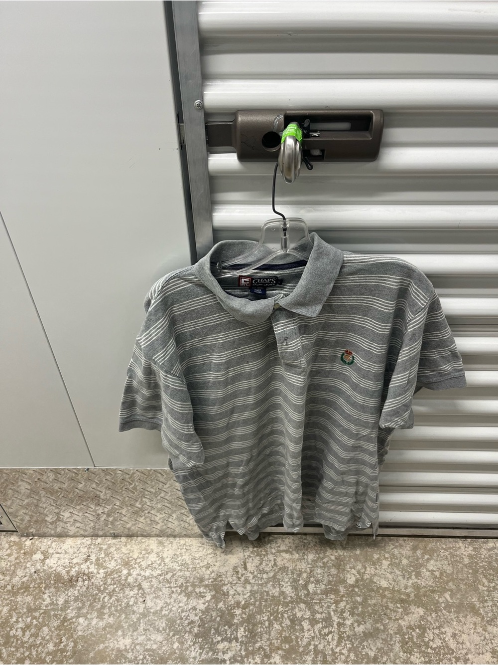 Vintage Chaps Ralph Lauren Gray & White Striped Polo Shirt